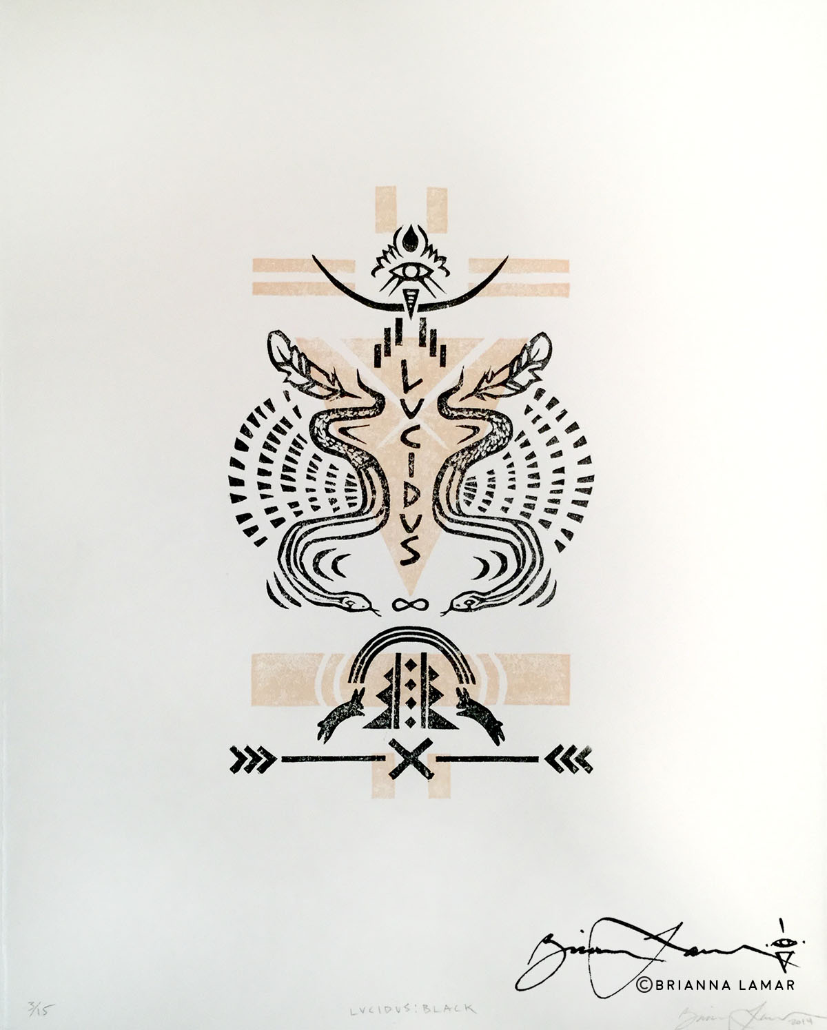 lucidus limited edition art print for sale block print modern mystic southwest style snake desert eye arrow shop art